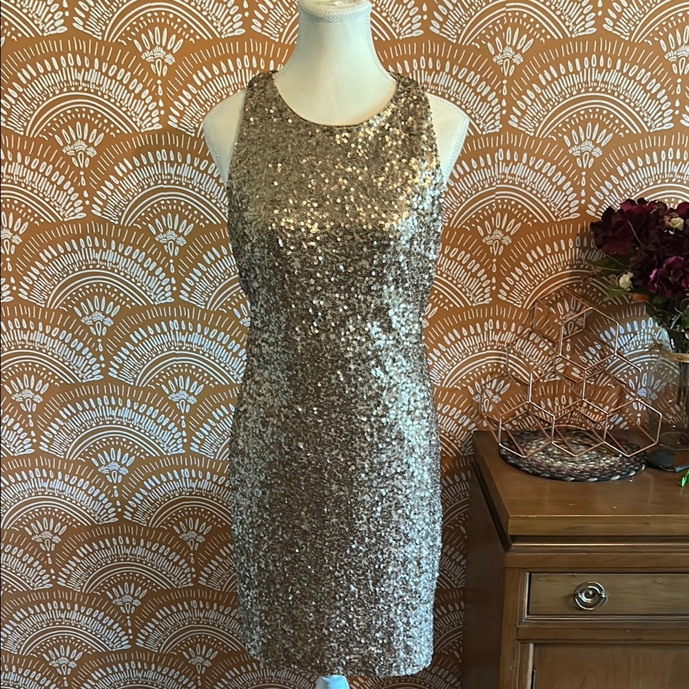 Belle Badgley Mischka Sparkling Gold Mini Dress